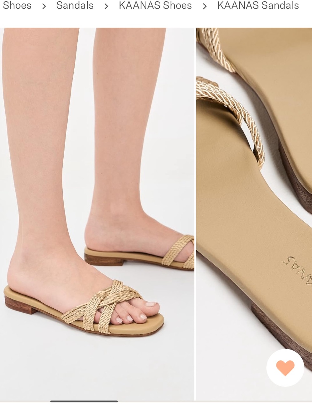 NWT Kaanas Braided Slide Sandals in Natural Tan